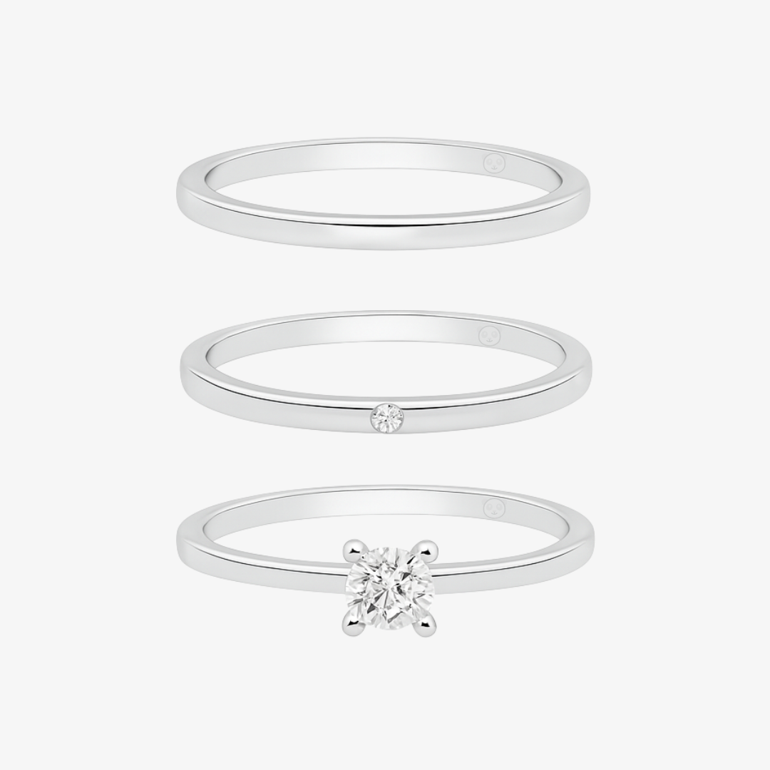 Conjunto de Alianças Bloom - Prata 950